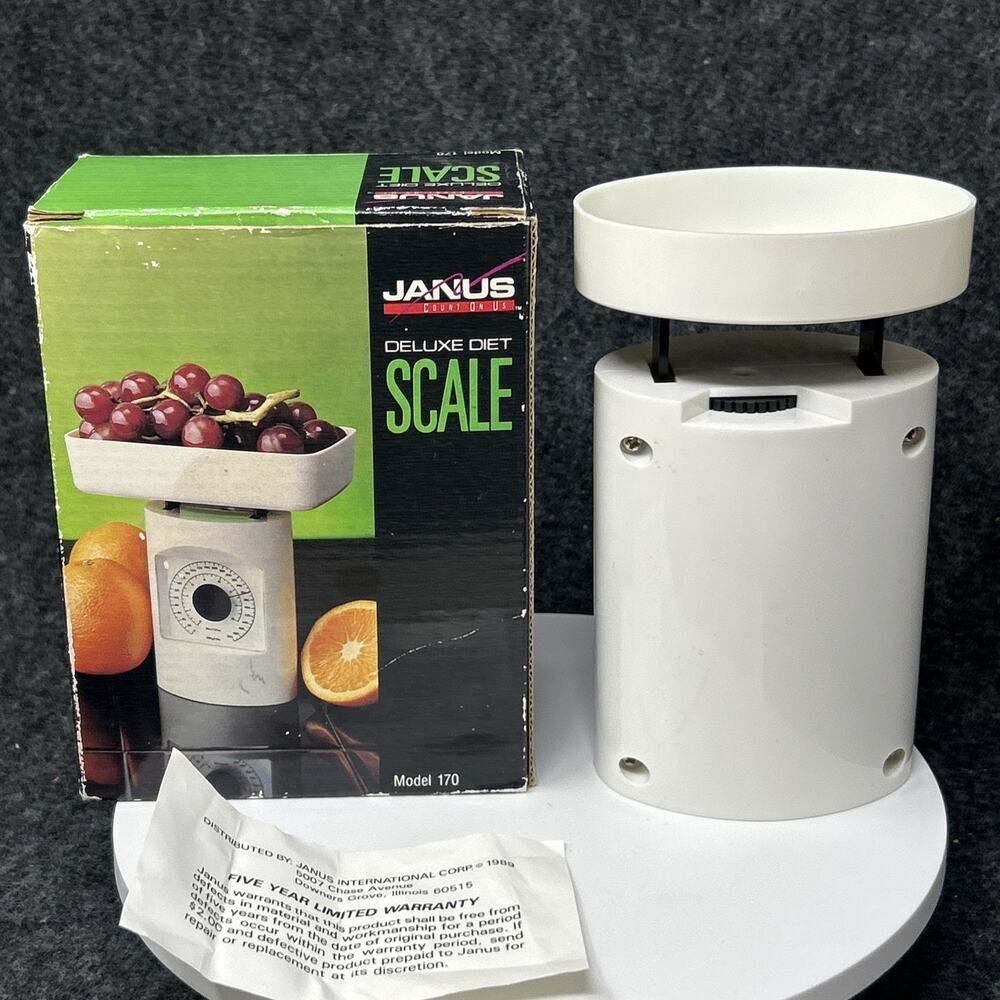 Vintage Deluxe Diet Food Scale White Mechanical Kitchen Tool by Janus w/ Box - Picture 12 of 15